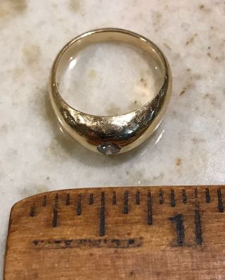 Vintage 14 Karat Gold Domed Diamond Ring Size 5 Earth Mined Gemstone
