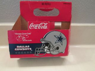 Dallas Cowboys,  Emmitt Smith 1995 Coke 6 Pack Cardboard Carrier,  Empty