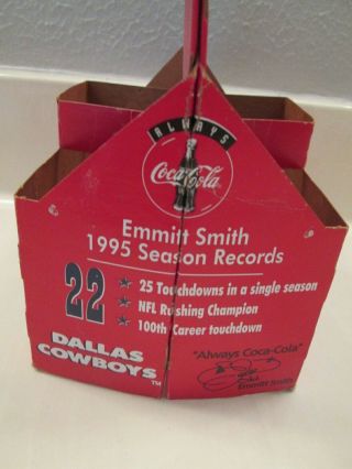 DALLAS COWBOYS,  EMMITT SMITH 1995 Coke 6 Pack Cardboard Carrier,  EMPTY 2