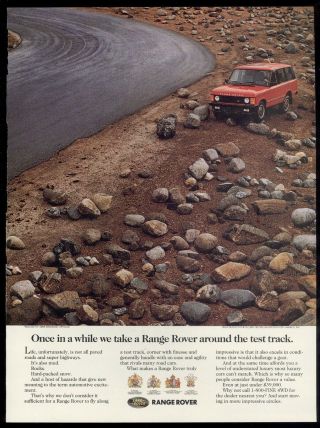 1992 Range Rover Advertisement,  Red Land Rover,  Off Road