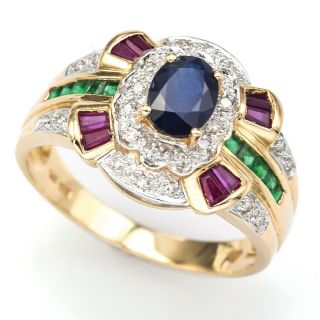 Vintage 14k Gold Sapphire,  Ruby,  Emerald & Diamond Cocktail Ring 5.  6 G F/g Vs - 2