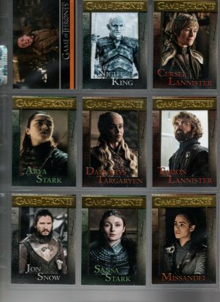 Game Of Thrones Season Eight 8 Complete Gold Foil Parallel Base Set & P1