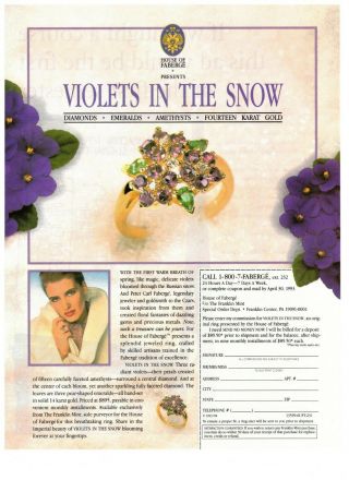 1993 House Of Faberge Violets Jewelry Mail Order Vintage Print Advertisement