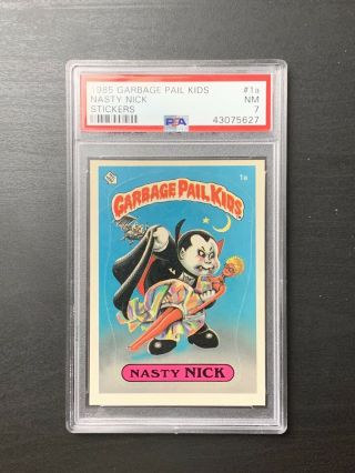 1985 Topps Garbage Pail Kids Stickers 1a Nasty Nick Psa 7 Nm