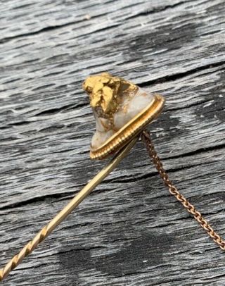 Gold In Quartz Vintage 14k Gold Lapel/hat Pin 5.  46 Gram