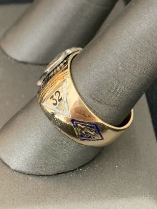 Vintage Masonic 10K Gold Double Eagle 32 Degree Mason Ring 3