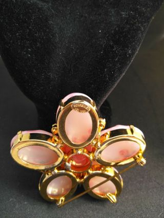 Vintage Schreiner of York pink cabachon brooch 3