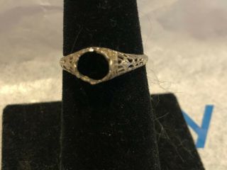 Antique 18kt White Gold Engagement Ring Size 8 1/2 Art Deco