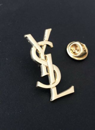 (qty - 8) Yves Saint Laurent Brooch Pin,  Paris France Ysl Gold Tone