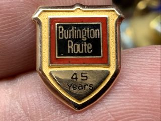 Chicago Burlington And Quincy Railroad 10k Gold 2.  0 Grams 45yservice Award Pin.