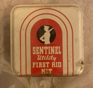 Vintage Sentinel Utility First Aid Kit Tin Empty Tin