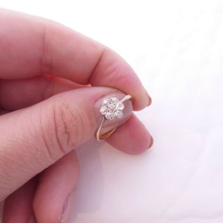 18ct Gold Platinum Old Cut Diamond Ring,  Art Deco Daisy Cluster