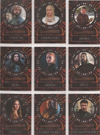 Game Of Thrones Valyrian Steel - L1 - 18 Laser - Cut Chase Card Set