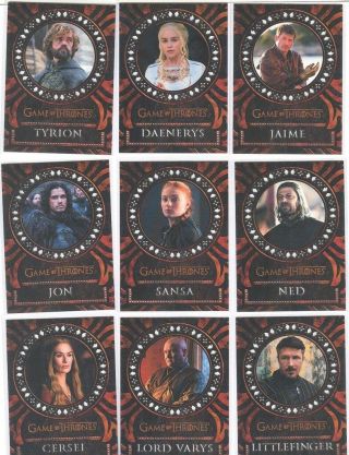 Game Of Thrones Valyrian Steel Trading Cards Laser Cut Card Set Of 18 Cards