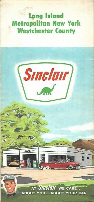 1963 Sinclair Oil Company Road Map Long Island Westchester Metropolitan York