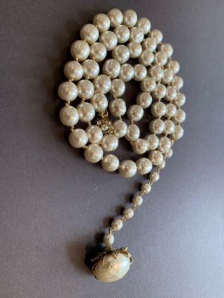 Sign Miriam Haskell Huge Baroque Round Pearls Rhinestone Necklace Jewelry