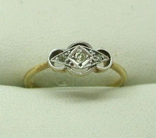 Art Deco 18 Carat Gold And Platinum Diamond Ring Size L