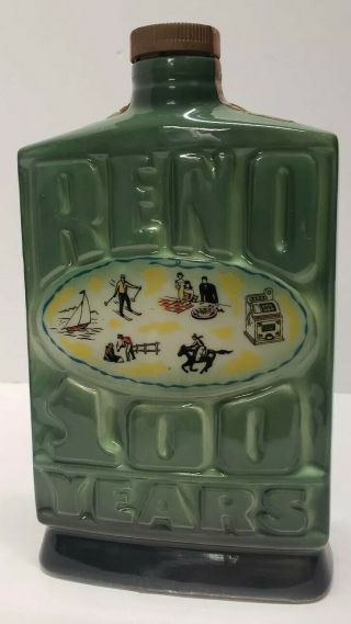 Jim Beam 1968 Reno Nevada 100 Years Biggest Little City Whiskey Decanter Bottle 2