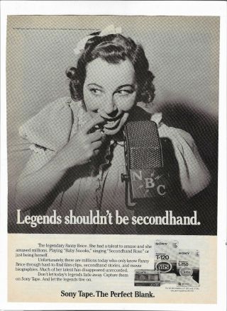 Fanny Brice Playing Baby Snooks Sony Tape The Perfect Blank 1984 Print Ad