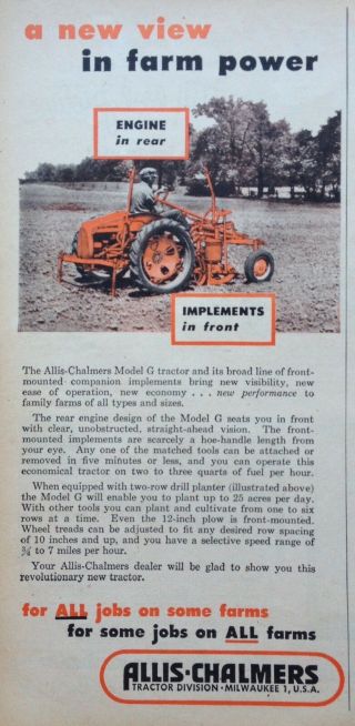 1948 Ad (xb15) Allis - Chalmers Model G Tractor