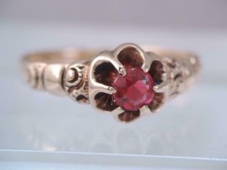 Antique Victorian Solid 14k Rose Gold Tourmaline Ring Sz 5