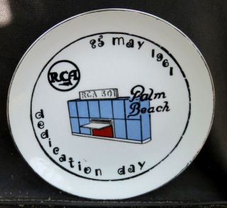 Rca Dedication Day 6 1/4 " Collectible Plate May 25 1961 Palm Beach Gardens Fl