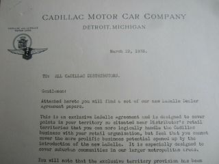 2 Old Vintage 1935 - CADILLAC MOTOR CAR CO.  - - Letterhead Documents - Detroit MI 2
