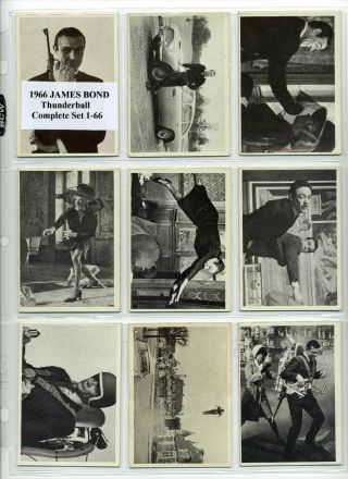 1966 Philadelphia Gum James Bond Thunderball Complete Set In Plastic Sheets