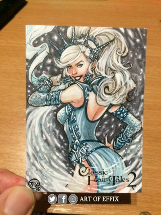 2020 Perna Studios Classic Fairy Tales 2 " Snow Queen " Ap Sketch Card By Effix Fx