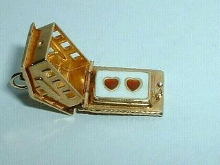 Vintage 18k Yellow Gold Cabin Home Sweet House Charm Opens Up To Hearts