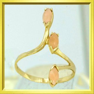 Unique Solid 14k Yellow Gold Snake Serpent Ring,  Angelskin Coral Rings M - F