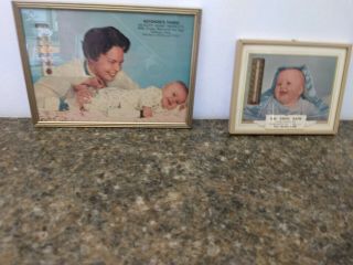 Two Vintage Advertising Thermometer Signs Mom And Baby,  Happy Baby 1960
