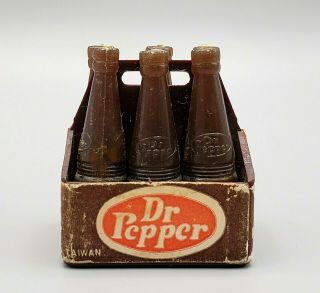 Vintage Dr.  Pepper 6 - Pack Bottles Key Chain Fob Miniature Advertising Piece