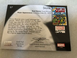 2020 Marvel Masterpieces 87 Storm Tier 4 Gold Signature Series 2
