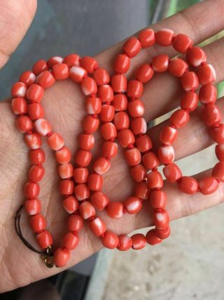 Antique Old Natural Momo Red Coral 18k Gold Clasp Necklace Other Amber Jewelrys