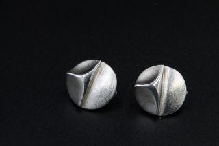Bjorn Weckstrom For Lapponia Clip On Earrings Finland C.  1986 " Southern Triangle