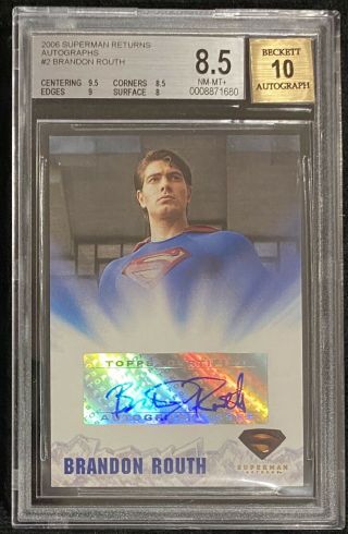 2006 Superman Returns Brandon Routh Autograph Auto Card Topps Bgs 8.  5/10