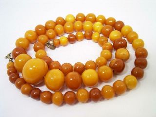ANTIQUE SMALL BALTIC BUTTERSCOTCH AMBER ROUND BEAD NECKLACE 14.  6 GRAMS 2