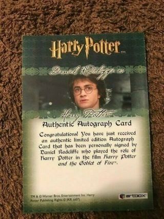 Harry Potter Autograph Card Goblet of Fire Harry Potter Daniel Radcliffe 2