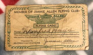 Jimmie Allen Flying Club Membership Card