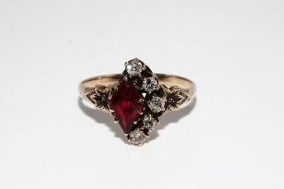 $1,  000 1.  60ct Antique Art Deco Natural Garnet & Diamond Ring 10k Rose Gold