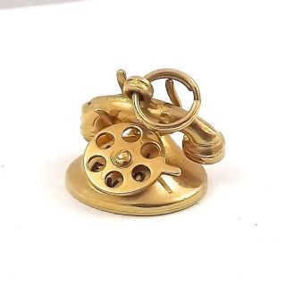 14k Gold 3d I Love You Rotary Telephone Phone Charm Pendant