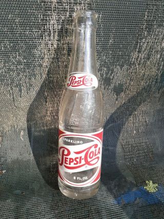 Vintage Sparkling Pepsi Cola 8 Oz Glass Soda Bottle Red White,  Ny,  York