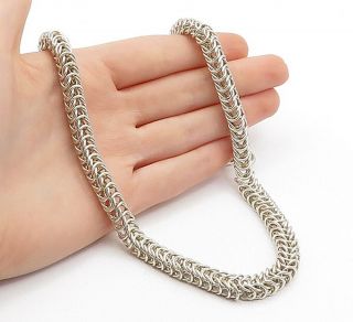 925 Sterling Silver - Vintage Shiny Minimalist Chunky Link Chain Necklace - N3180