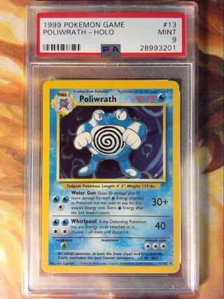 1999 Pokemon Game Base Unlimited 13 Poliwrath - Holo Psa 9 Card