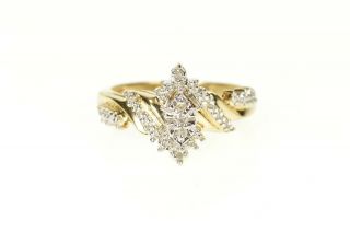 10k Diamond Marquise Cluster Textured Bypass Ring Size 7 Yellow Gold 06