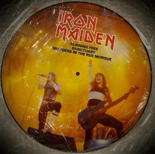 Iron Maiden - Running,  Sanctuary - 12 " Picture Disc - Uk Import - 1985 Rare