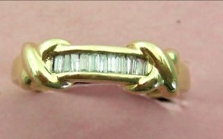 Antique 14ct Gold & Baguette Diamond Ring Size K
