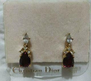 Christian Dior 14k Post Vintage Earrings With Matching Pendant Stones
