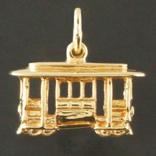 Vintage Solid 14k Yellow Gold 3d San Francisco Cable Car,  Estate Travel Charm